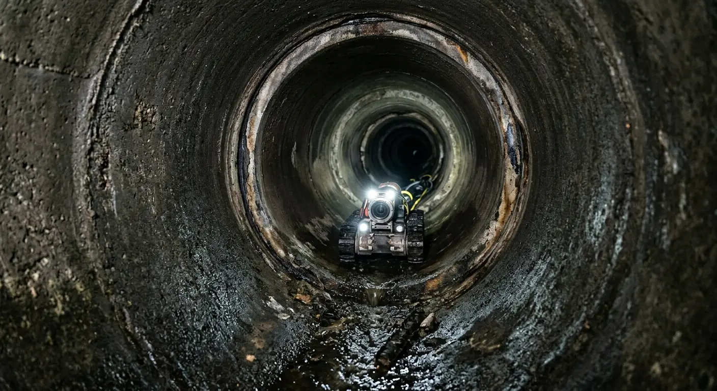 Robotic sewer camera inspecting pipe interior for Sewer Line Repair in Raytown